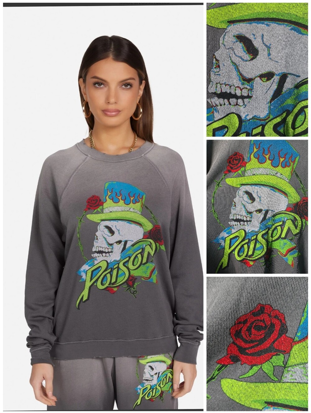 Lauren Moshi Neon Poison Skull anela sweatshirt